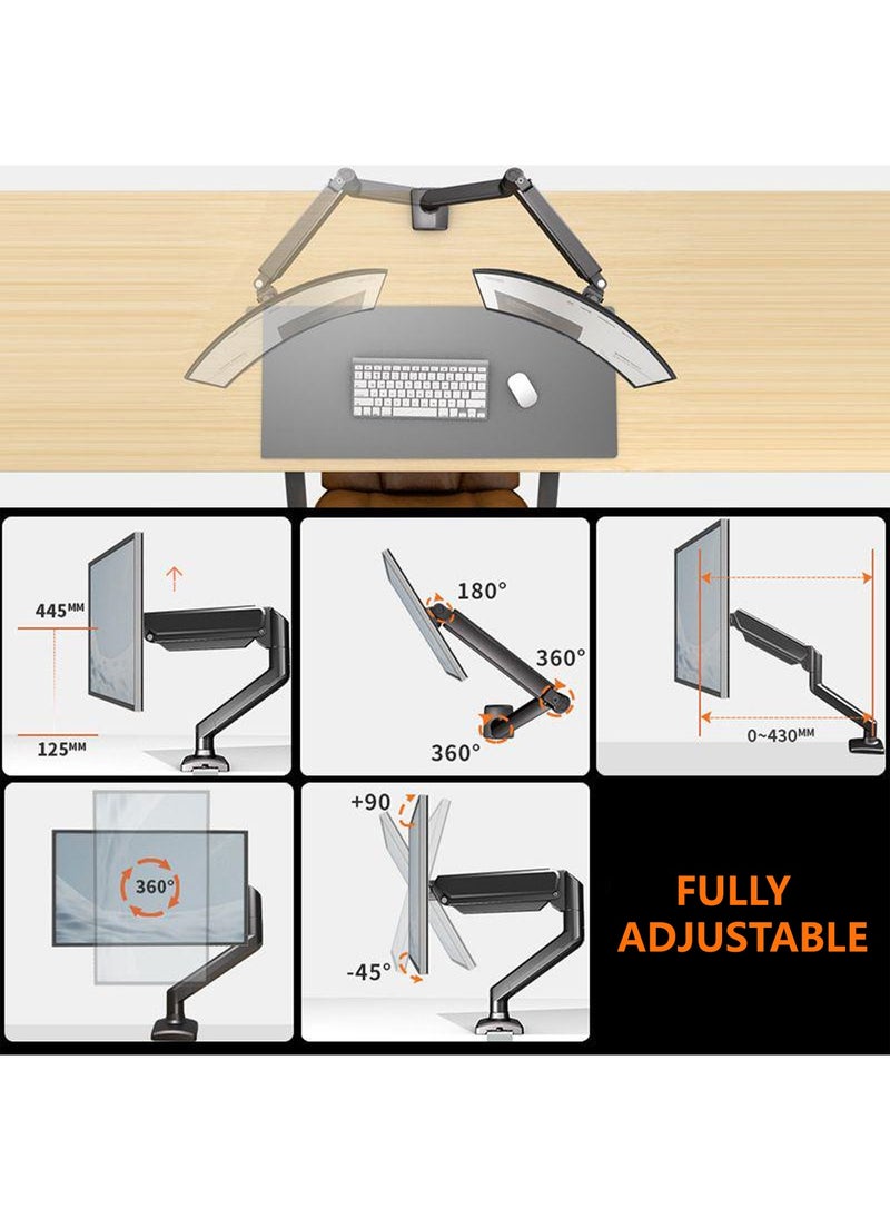 Beauenty - Single Monitor Arm - Ergonomic Monitor Stand VESA Mount, Computer Monitor Arm Gas Spring, VESA Arm Adjustable Monitor arm, Monitor Mount  2 Grommet Mounting Base for 17 to 35'' 2-10 kgs Sceens - Image 1