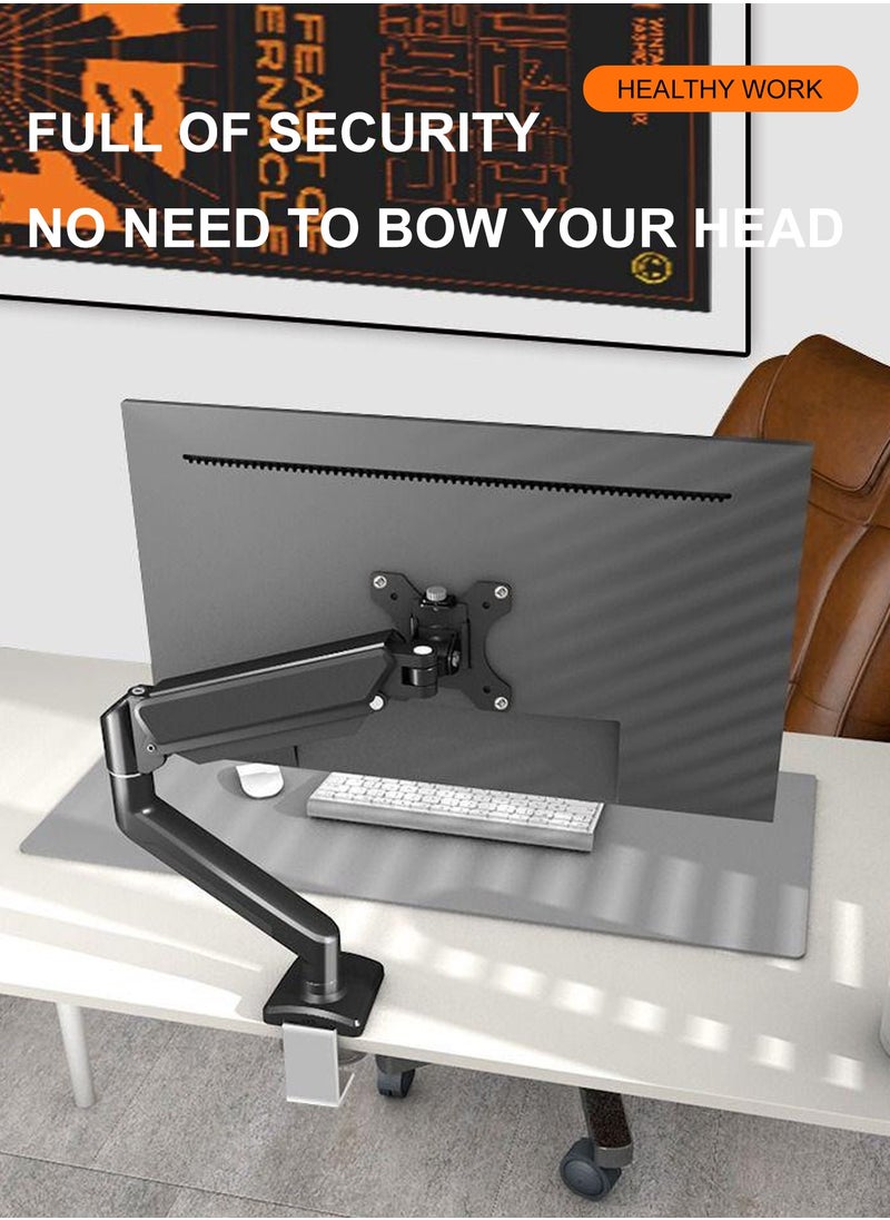 Beauenty - Single Monitor Arm - Ergonomic Monitor Stand VESA Mount, Computer Monitor Arm Gas Spring, VESA Arm Adjustable Monitor arm, Monitor Mount  2 Grommet Mounting Base for 17 to 35'' 2-10 kgs Sceens - Image 1