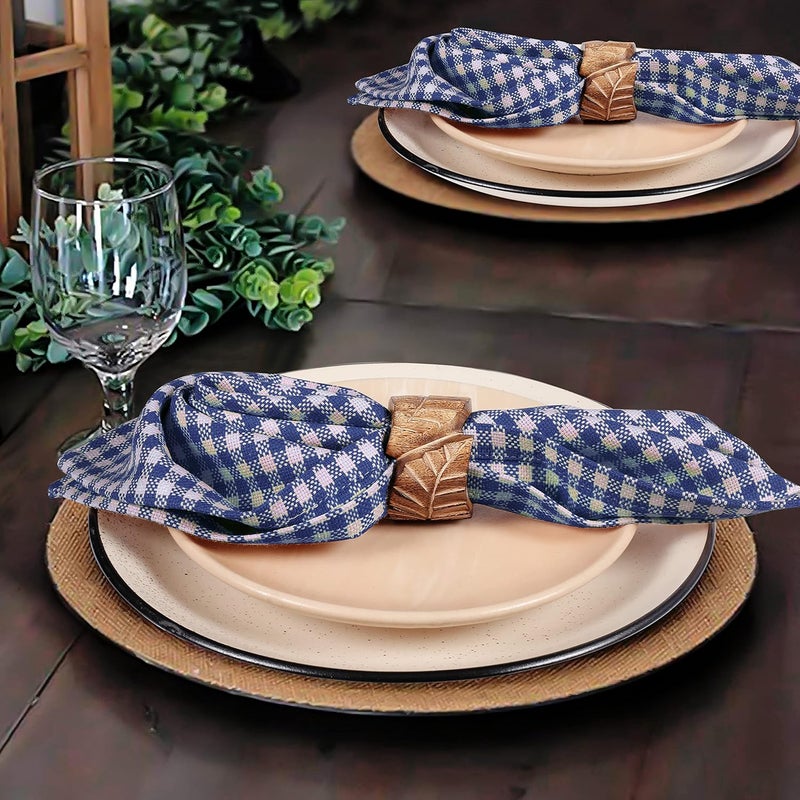 Native Fab Gingham Cloth Napkins 16x16 inches 100 Cotton Dinner Napkins with Checks Set of 12 Machine Washable Cloth Napkins Soft Breathable Absorbent Blue White - Image 3