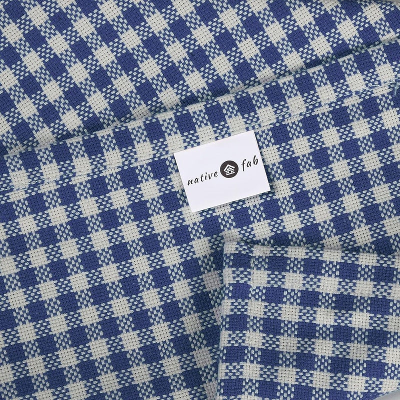 Native Fab Gingham Cloth Napkins 16x16 inches 100 Cotton Dinner Napkins with Checks Set of 12 Machine Washable Cloth Napkins Soft Breathable Absorbent Blue White - Image 5