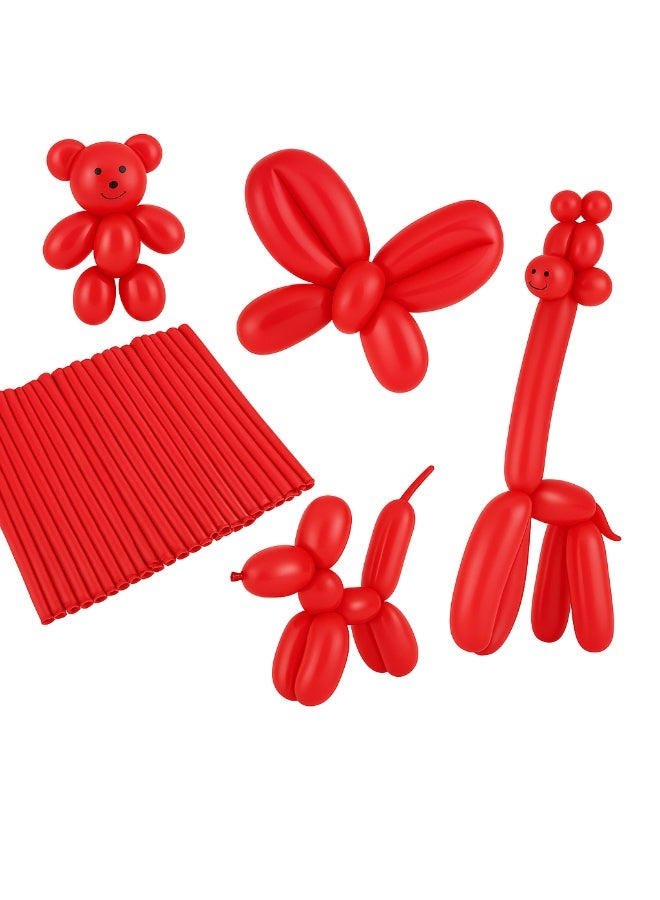 نقطة الحزب بالونات - عبوة من 100 بالون لاتكس، بالونات حمراء طويلة ملتوية لحفلات أعياد الميلاد والحيوانات وديكورات المهرجانات - Image 1