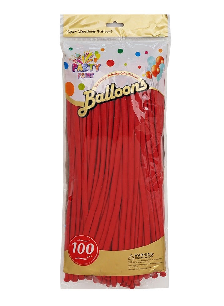 نقطة الحزب بالونات - عبوة من 100 بالون لاتكس، بالونات حمراء طويلة ملتوية لحفلات أعياد الميلاد والحيوانات وديكورات المهرجانات - Image 2