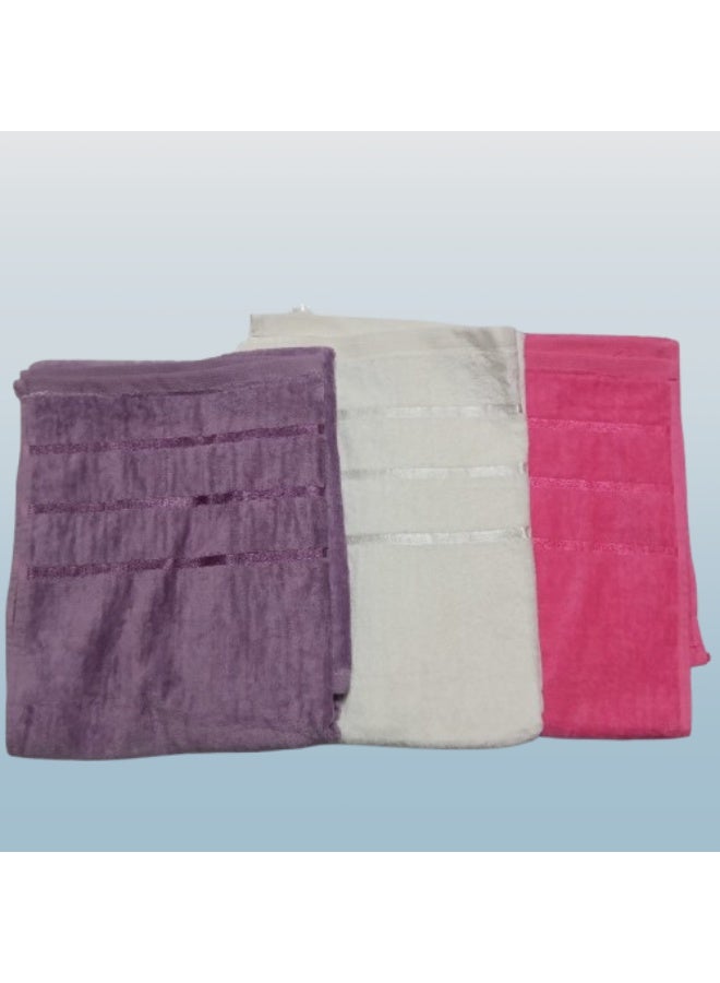 High-quality 3-piece towel set (one side cotton, one side velvet), 50x100 cm - Image 1