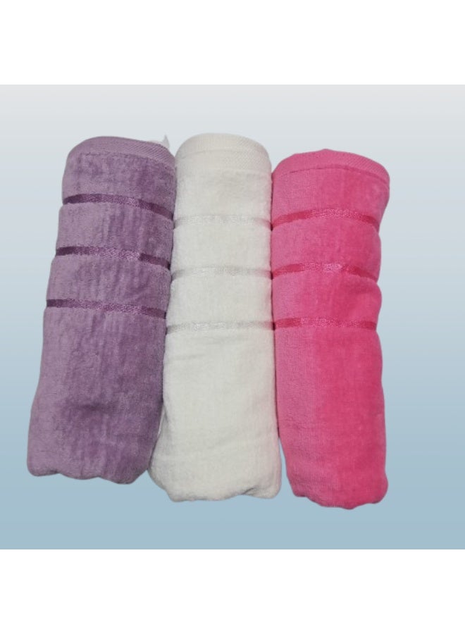 High-quality 3-piece towel set (one side cotton, one side velvet), 50x100 cm - Image 2