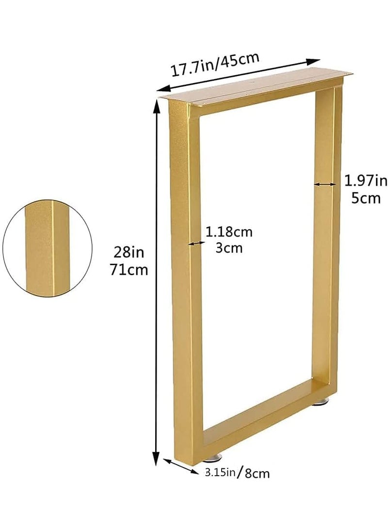 Ventuos Ventuos Metal Table Legs Heavy Duty Square Iron Metal Desk Legs Set of 2 28 Height 18 Wide Furniture LegsIndustrial Table LegsOnly Legs Without BoardGold  - Image 3