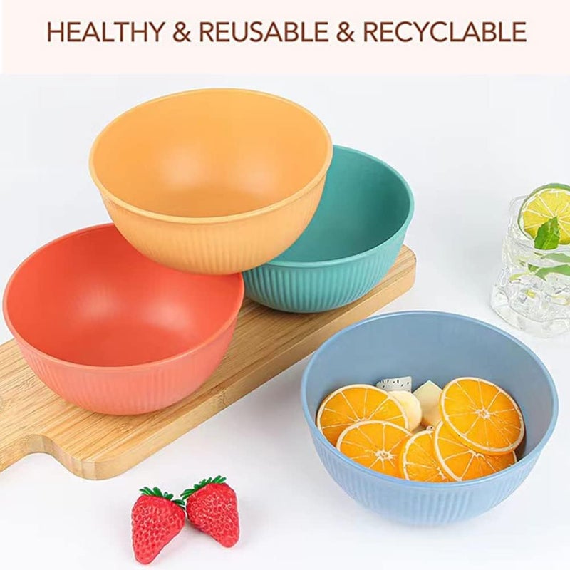 PUPOPIK Cereal Bowls Unbreakable 24 OZ Plastic Bowls Reusable Light Weight Bowl Microwave and Dishwasher Safe BPA Free Cereal Bowls heat Straw Bowl for Serving Soup and Salad - Image 2