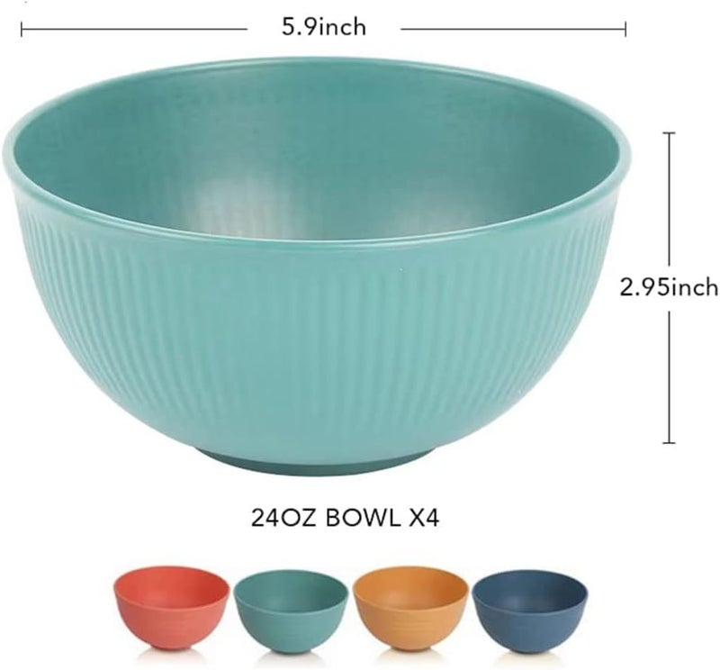 PUPOPIK Cereal Bowls Unbreakable 24 OZ Plastic Bowls Reusable Light Weight Bowl Microwave and Dishwasher Safe BPA Free Cereal Bowls heat Straw Bowl for Serving Soup and Salad - Image 3