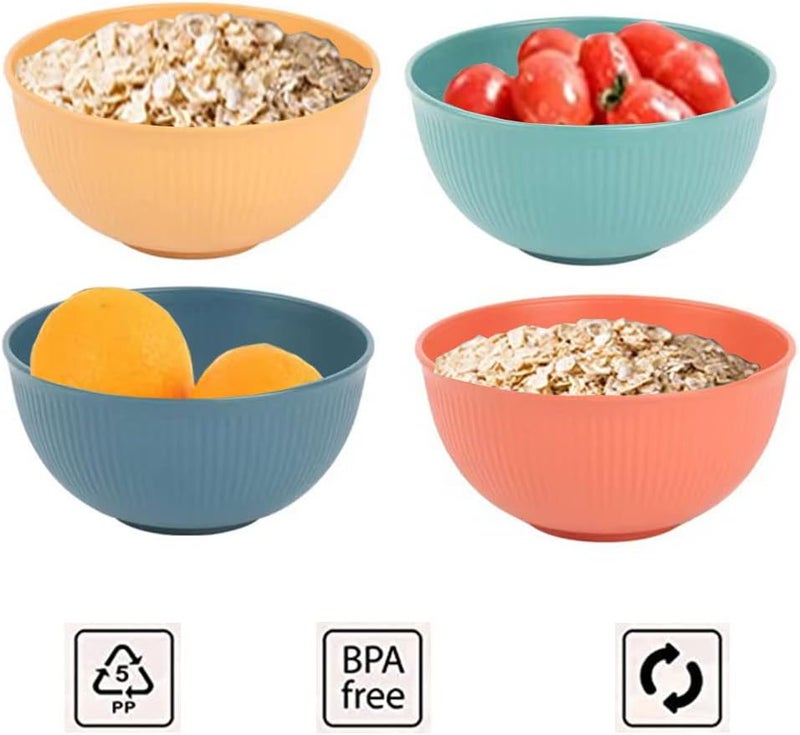 PUPOPIK Cereal Bowls Unbreakable 24 OZ Plastic Bowls Reusable Light Weight Bowl Microwave and Dishwasher Safe BPA Free Cereal Bowls heat Straw Bowl for Serving Soup and Salad - Image 5