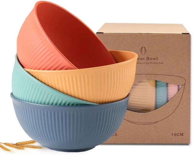 PUPOPIK Cereal Bowls Unbreakable 24 OZ Plastic Bowls Reusable Light Weight Bowl Microwave and Dishwasher Safe BPA Free Cereal Bowls heat Straw Bowl for Serving Soup and Salad - Image 1