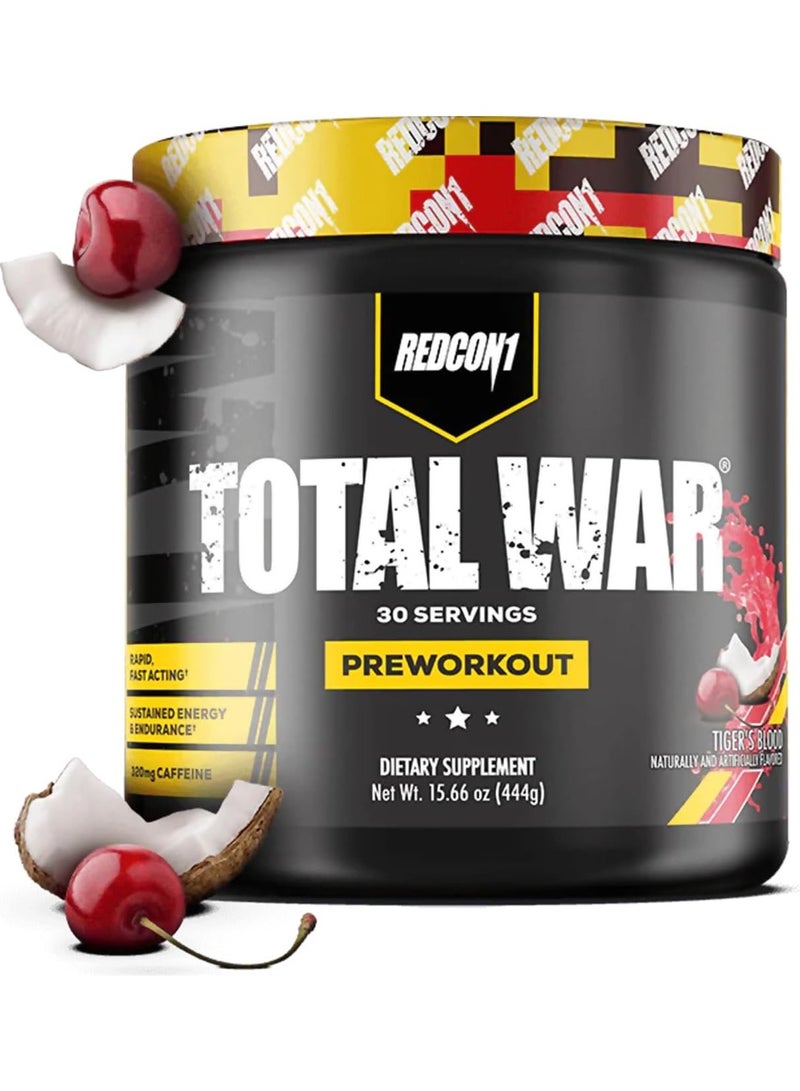 REDCON1 Total War Pre Workout, Tiger's Blood, 30Servings