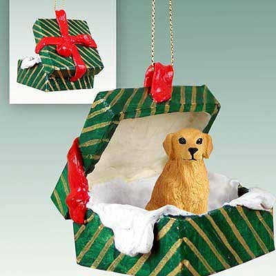Golden Retriever Gift Box Christmas Ornament - Delightful!