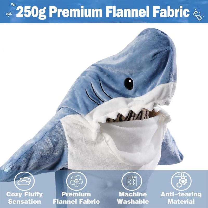 DDMY Shark Blanket Onesie for Adult, L Size Flannel Cozy Hoodie Wearable Blanket for Cosplay, Cartoon Throw Sleeping Bag Costume Blanket - Image 3