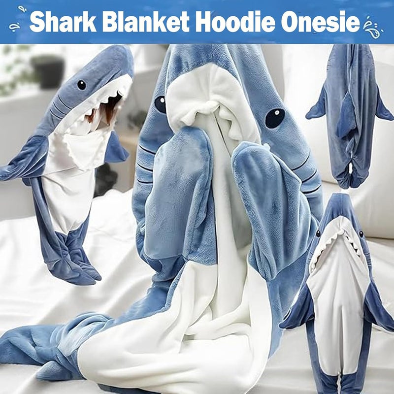 DDMY Shark Blanket Onesie for Adult, L Size Flannel Cozy Hoodie Wearable Blanket for Cosplay, Cartoon Throw Sleeping Bag Costume Blanket - Image 5