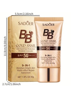 SADOER Long-Lasting BB cream golden snail BB Cream - Waterproof Liquid Foundation and Concealer for Flawless Makeup  - Image 2