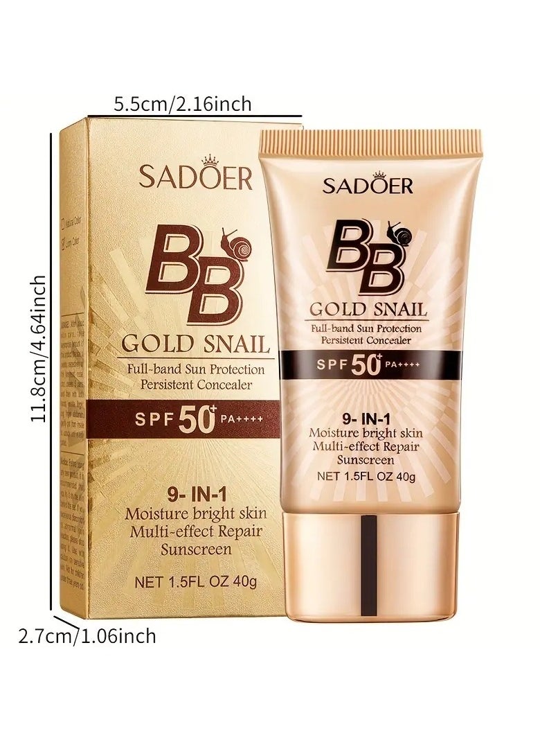 SADOER Long-Lasting BB cream golden snail BB Cream - Waterproof Liquid Foundation and Concealer for Flawless Makeup  - Image 2