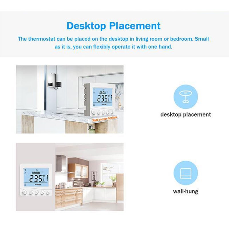 WIFI Smart Boiler Thermostat with Receiver 3.2Inch LCD Display Intelligent Thermostat with Application & Voice Control Digital Programmable Thermostat - Image 5