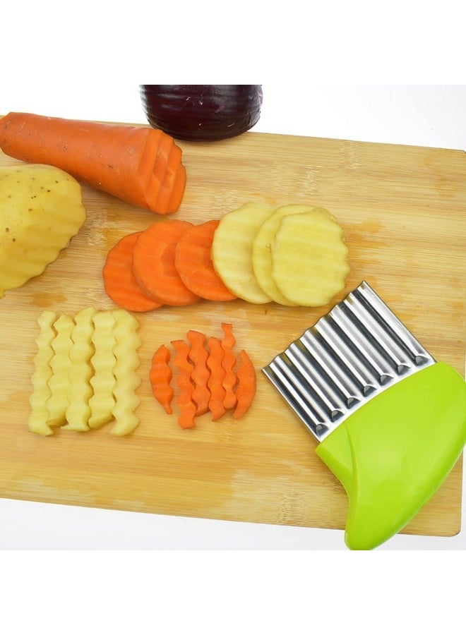 Styxon Stainless Steel Vegetable Wavy Chopper Cutter French Fry Slicer | 18 X 11 X 1 cm | Pack 1 | Multicolor - Image 5