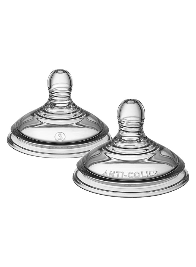 tommee tippee Pack Of 2 Advanced Anti-Colic Silicone Baby Bottle Teats, Fast Flow, 6M+ - Image 1
