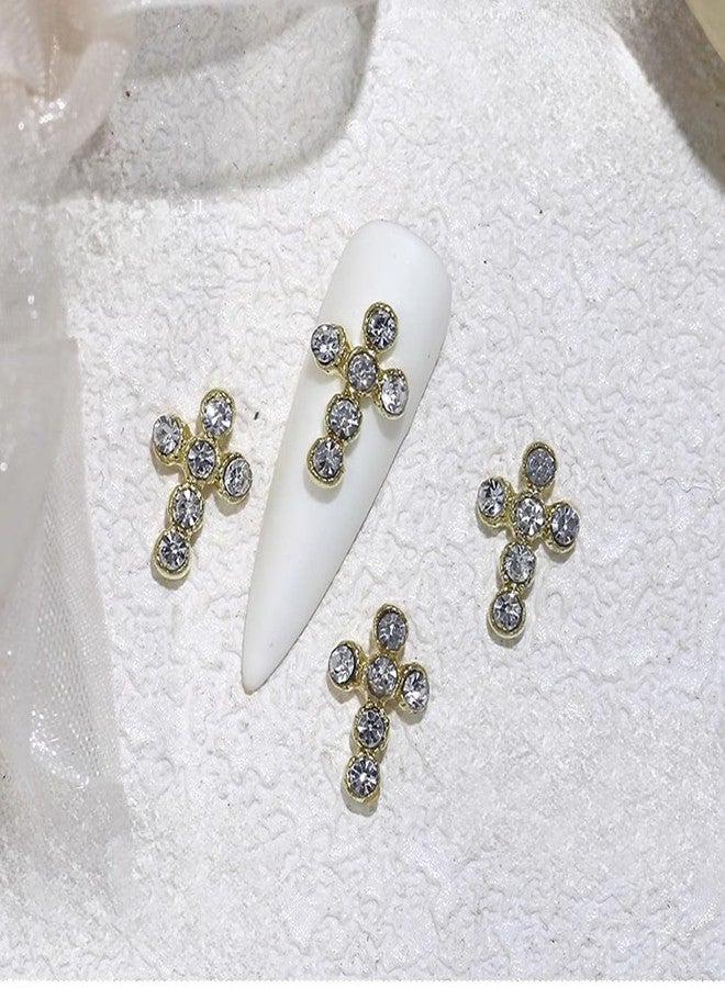 SILPECWEE 20pcs Gold Cross Nail Charms 3D Cross for Nails Design Nail Rhinestones Gems Crystals Punk Nail Charm Alloy Cross Nail Studs Jewels Nail Decoration for Craft Nail Art Supplies - Image 3