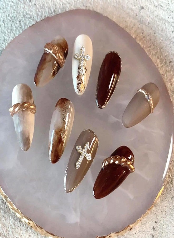 SILPECWEE 20pcs Gold Cross Nail Charms 3D Cross for Nails Design Nail Rhinestones Gems Crystals Punk Nail Charm Alloy Cross Nail Studs Jewels Nail Decoration for Craft Nail Art Supplies - Image 5