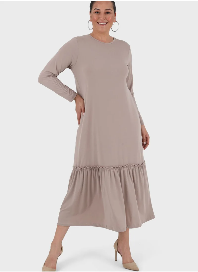 Alia by modanisa Ruffled Hem Dress