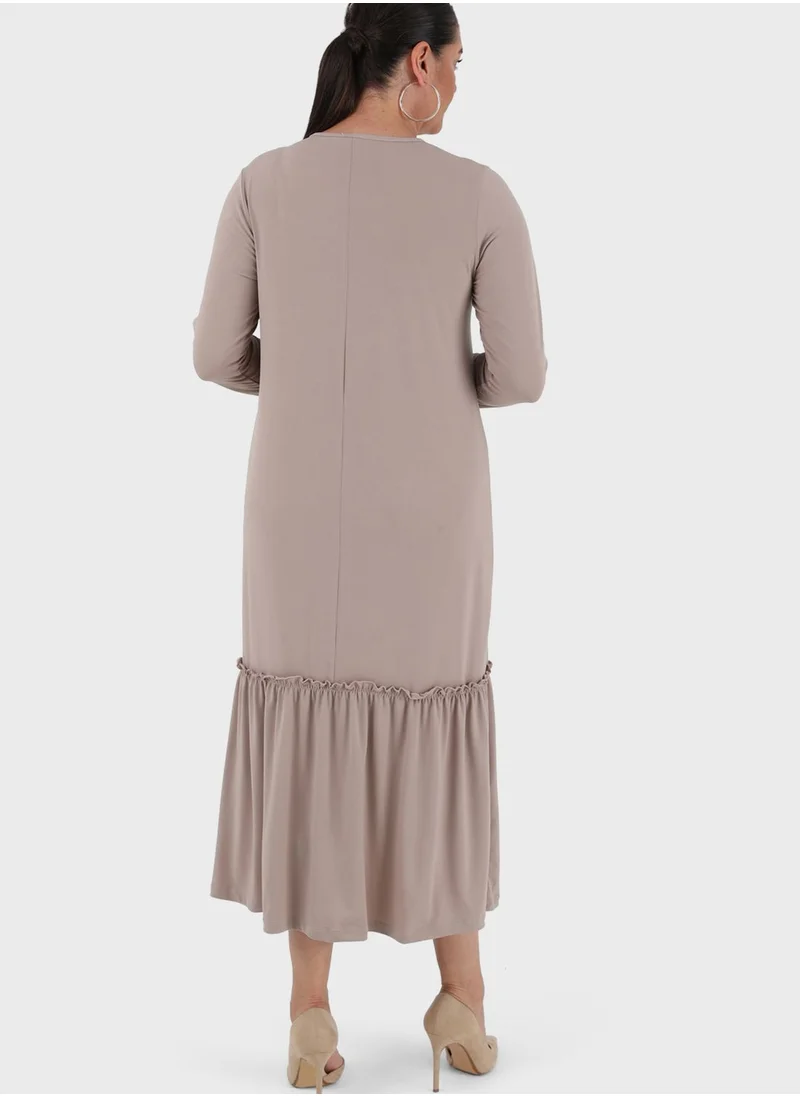 Alia by modanisa Ruffled Hem Dress