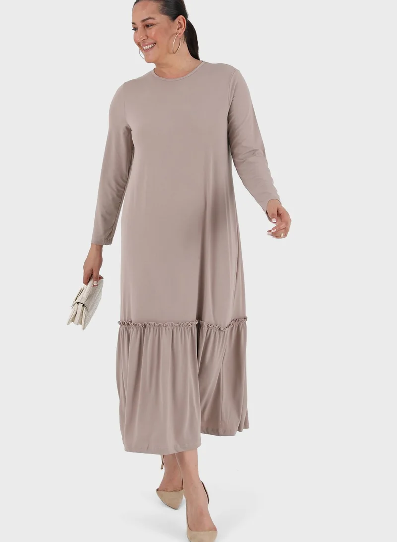 Alia by modanisa Ruffled Hem Dress