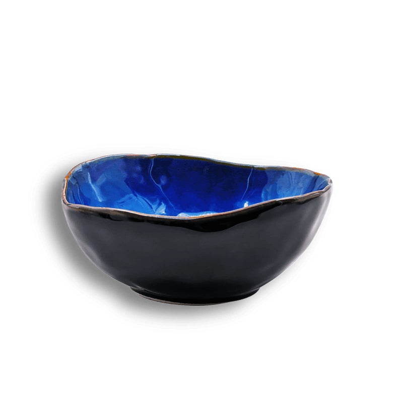 VOMANA VOMANA Ceramic Decorative Bowl Blue Pottery Key Bowl Porcelain Versatile Decor Bowl Small Jewelry Trinket Dish with Blue Glaze for Gift Decor Entryway Bedroom 6 Bowl 