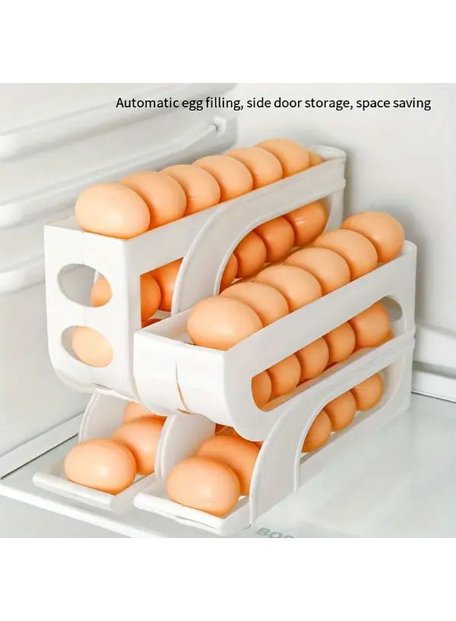 3 Tier Sliding Egg Holder Transparent Auto Roll Fridge Organizer Space Saving 20 Eggs - Image 3