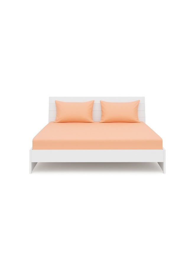 Princess 3-Piece Fitted Sheet With Pillowcases Set cotton_blend Peach 150 x 200cm - Image 1