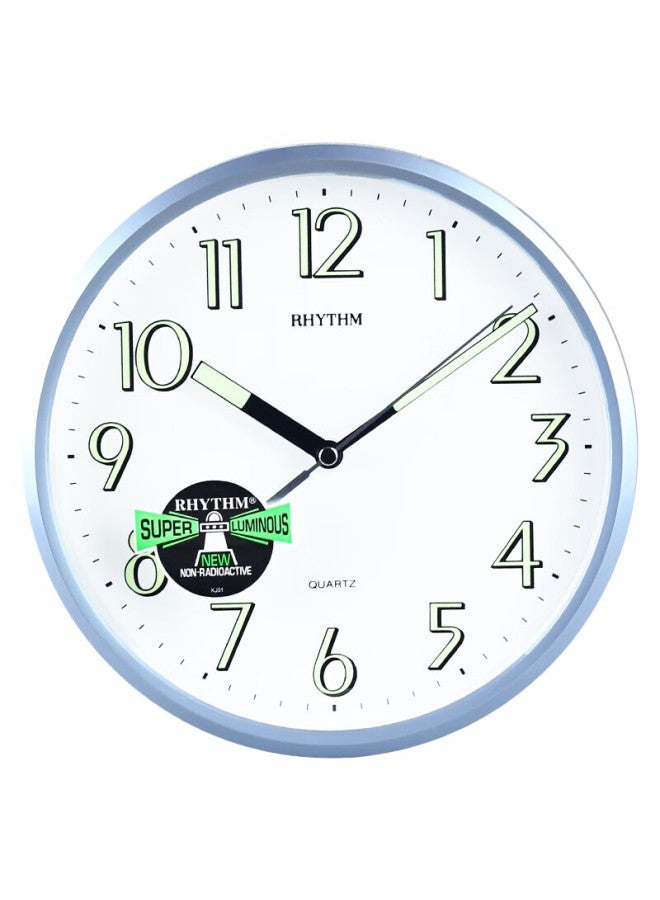 Rhythm Minimalist Luminous Living Room Wall Clock Bedroom Fashion Decorative Clock 24cm Blue Cmg727nr04 - Image 1