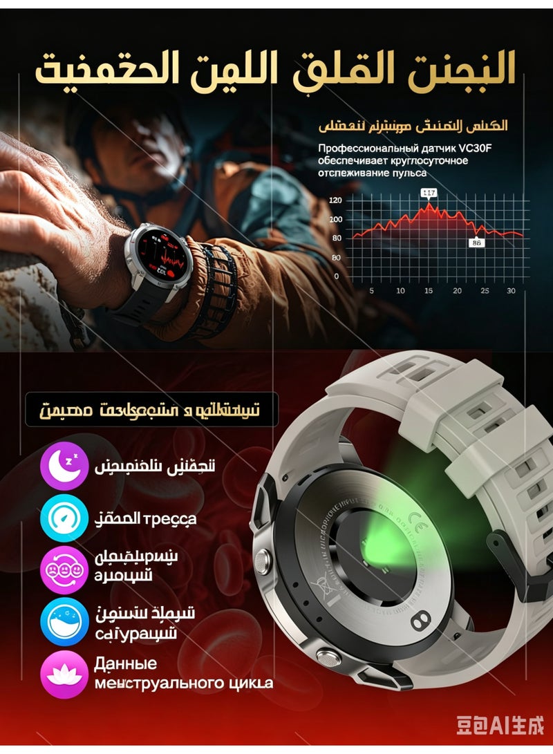 ساعة ذكية بنظام تحديد المواقع GPS بشاشة AMOLED مقاس 1.43 بوصة، مقاومة للماء 5ATM، متتبع لياقة بدنية مع مكالمات بلوتوث للرجال متوافقة مع أندرويد و iOS - Image 5