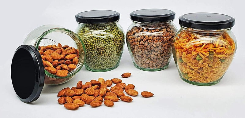 FIMBRIA Glass Jars Containers With Lid For Kitchen StorageSet of 12 400 ml Transparent - Image 2