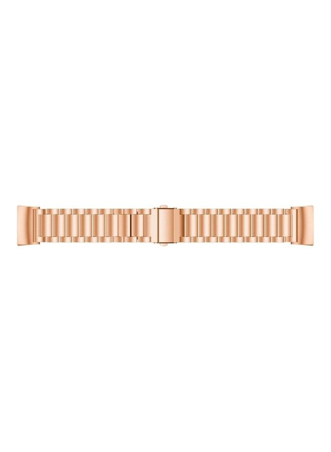 NIBEMINENT Three Beads Stainless Steel Wrist Strap For Fitbit Charge 3 Rose Gold - Image 3