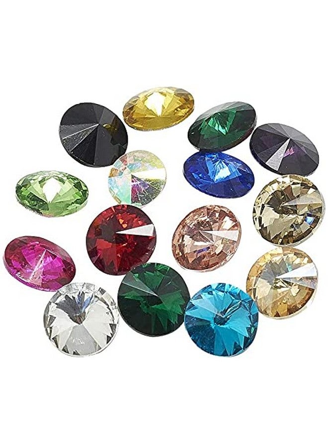 CHGCRAFT 50Pcs 12x6mm Pointed Back Glass Rhinestone Cabochons Rivoli Rhinestone Faceted Cone Shaped Cabochons for DIY Clothes Sewing Beads Phone Case Decorations, Mixed Color - Image 1