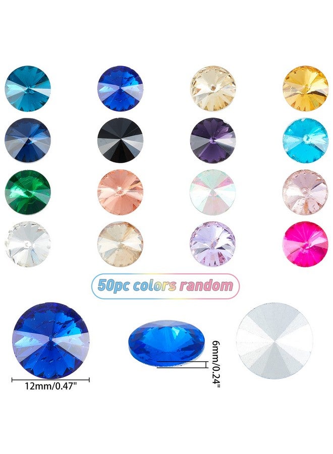 CHGCRAFT 50Pcs 12x6mm Pointed Back Glass Rhinestone Cabochons Rivoli Rhinestone Faceted Cone Shaped Cabochons for DIY Clothes Sewing Beads Phone Case Decorations, Mixed Color - Image 2