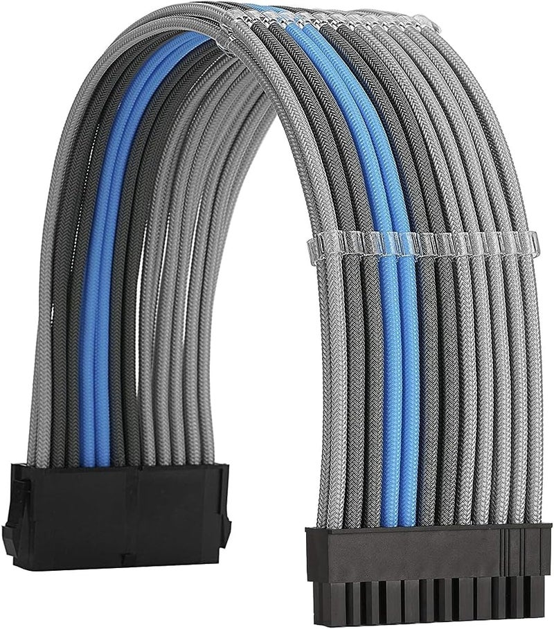 Formulamod Sleeve Extension Power Supply Cable Kit 18AWG ATX 24P+ EPS 8-P+PCI-E8-P with Combs for PSU to Motherboard/GPU Fm-NCK3 (Silver Grey Sky Blue) - Image 3