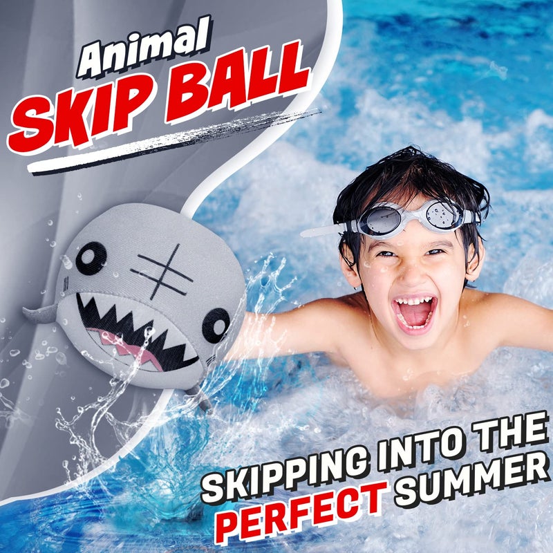 Activ Life 2 Pack Skip Balls, Toddler Outdoor Toys for Kids, Summer Beach Games for Girls and Boys, Baby Bath Toy, Pool Accessories Essentials Play Stuff Gear (Shark) - Image 2