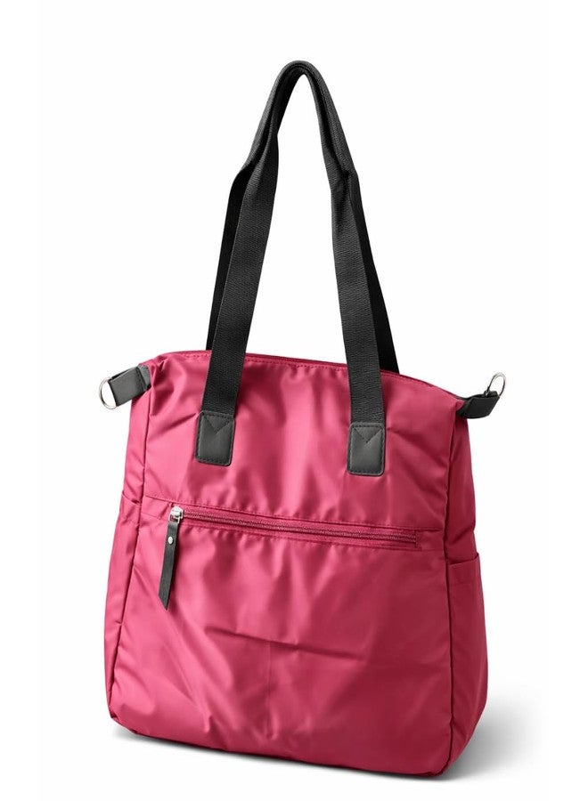 VINNIE Waterproof Nylon Shoulder Bag, Maroon with Black Handles, Multi-Pocket Tote (Maroon) - Image 2