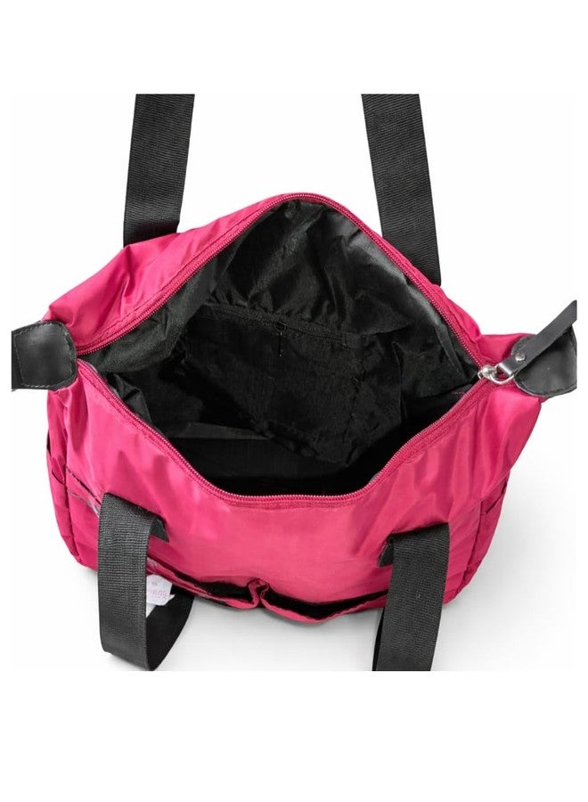 VINNIE Waterproof Nylon Shoulder Bag, Maroon with Black Handles, Multi-Pocket Tote (Maroon) - Image 3
