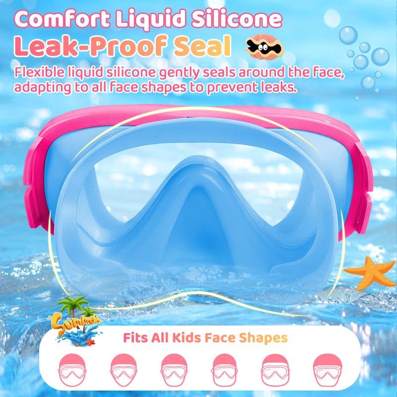Vvinca Kids Swim Goggles with Nose Cover, Snorkel Diving Mask Fabric Strap Anti Fog Anti Shattered Lens Goggles for Kids 3-15 - Image 5