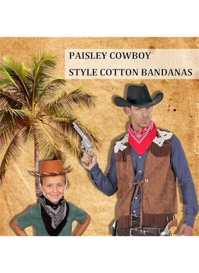 Generic - 2 Pack 100% Cotton Bandanas for Men & Women, Novelty Print Paisley Bandana Headband Scarf Handkerchief Wristband Cowboy Neckerchief Head Wrap Face Mask Gift Sets Red and Black, 21.6” X 21.6” - Image 1