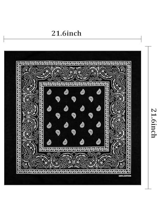 Generic - 2 Pack 100% Cotton Bandanas for Men & Women, Novelty Print Paisley Bandana Headband Scarf Handkerchief Wristband Cowboy Neckerchief Head Wrap Face Mask Gift Sets Red and Black, 21.6” X 21.6” - Image 1