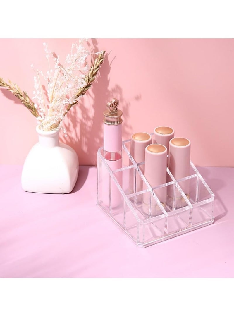 Captaintech Acrylic Lipstick Organizer, 9 Space Lipstick Holder, Clear Cosmetic Display Case for Lipsticks, Lip Gloss, Brushes, Bottles - Image 2