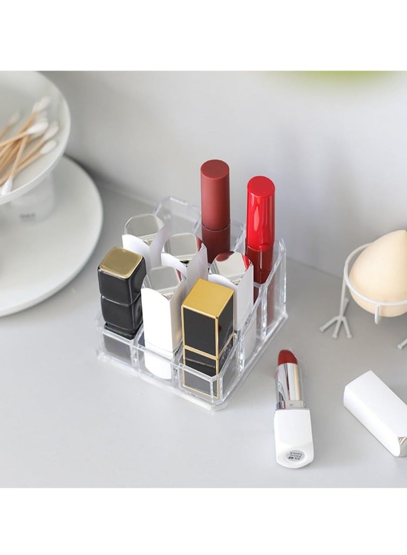 Captaintech Acrylic Lipstick Organizer, 9 Space Lipstick Holder, Clear Cosmetic Display Case for Lipsticks, Lip Gloss, Brushes, Bottles - Image 3