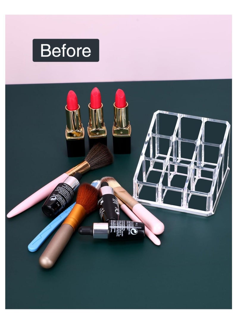 Captaintech Acrylic Lipstick Organizer, 9 Space Lipstick Holder, Clear Cosmetic Display Case for Lipsticks, Lip Gloss, Brushes, Bottles - Image 4