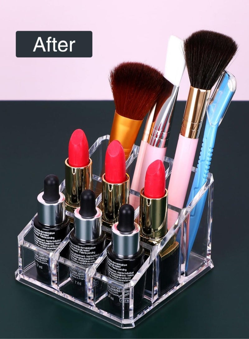 Captaintech Acrylic Lipstick Organizer, 9 Space Lipstick Holder, Clear Cosmetic Display Case for Lipsticks, Lip Gloss, Brushes, Bottles - Image 5