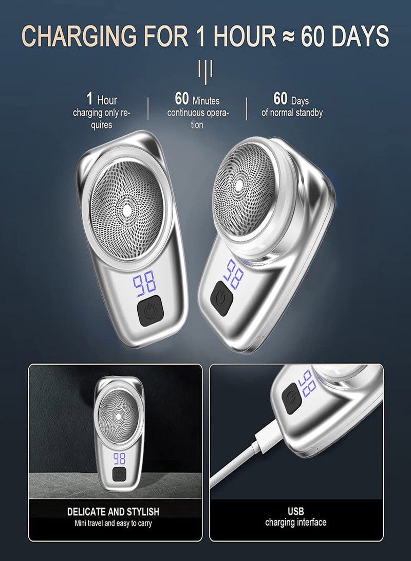 SYOSI ماكينة حلاقة صغيرة، ماكينة حلاقة كهربائية، ماكينة حلاقة جيب USB مع مؤشر شحن LED في المملكة المتحدة، قابلة لإعادة الشحن، ماكينة حلاقة كهربائية محمولة للوجه، ماكينة تشذيب اللحية للسفر للرجال، هدية للأب والصديق والزوج - Image 3