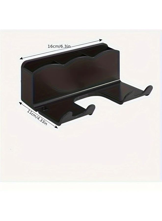 1pc No Punch ABS Hair Dryer Holder Black Easy Wall Mount Space Saving Bathroom Organizer Safe Stylish Design Hassle Free Grooming - Image 2