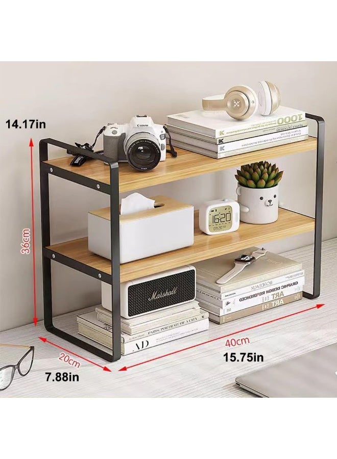 Y&D Wooden Bookcase Storage Rack Desktop Supplies Simple Decoration Aesthetics Bookshelf Suitable for Home Office Study Living Bedroom, Black - Image 2